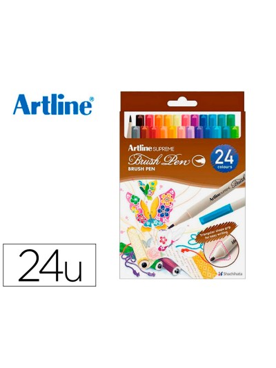 Rotulador artline supreme brush epfs pintura base de agua punta tipo pincel trazo fino bolsa de 24 unidades