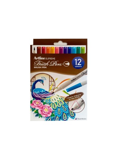 Rotulador artline supreme brush epfs pintura base de agua punta tipo pincel trazo fino bolsa de 12 unidades