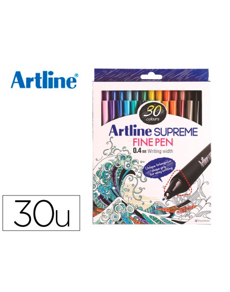 Rotulador artline supreme epfs200 fine liner punta de fibra 0,4 mm bolsa 30 unidades colores surtidos