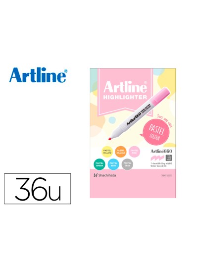 Rotulador artline fluorescente ek-660 colores pastel expositor de 36 unidades colores surtidos