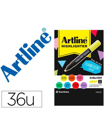 Rotulador artline fluorescente ek-660 expositor de 36 unidades colores surtidos