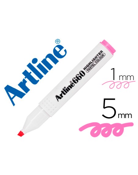 Rotulador artline fluorescente ek-660 rosa pastel punta biselada