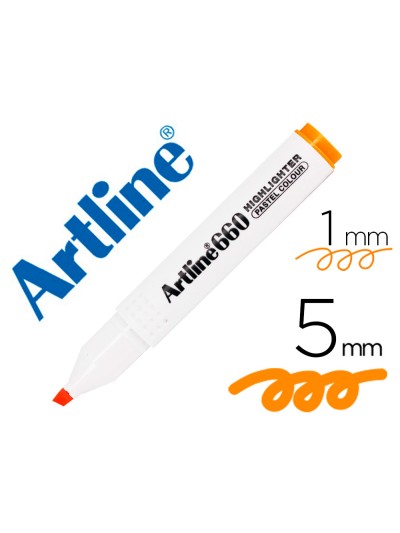 Rotulador artline fluorescente ek-660 naranja pastel punta biselada