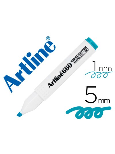 Rotulador artline fluorescente ek-660 azul pastel punta biselada