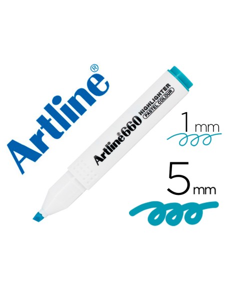 Rotulador artline fluorescente ek-660 azul pastel punta biselada