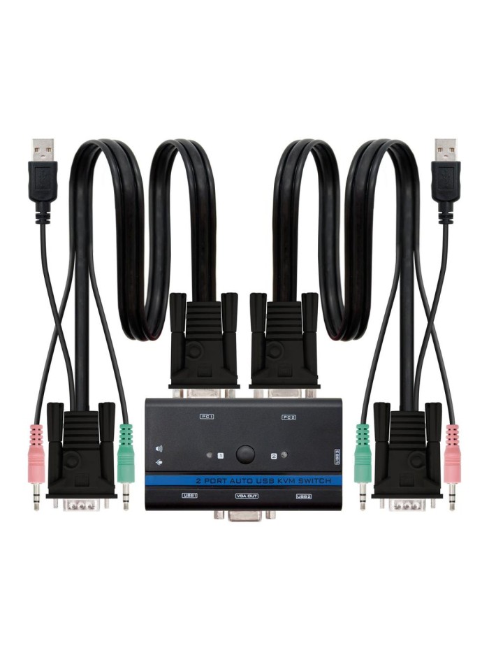 Conmutador kvm nanocable vga usb 1u - 2pc+cable - negro Conmutador kvm nanocable vga usb 1u - 2pc+cable - negro