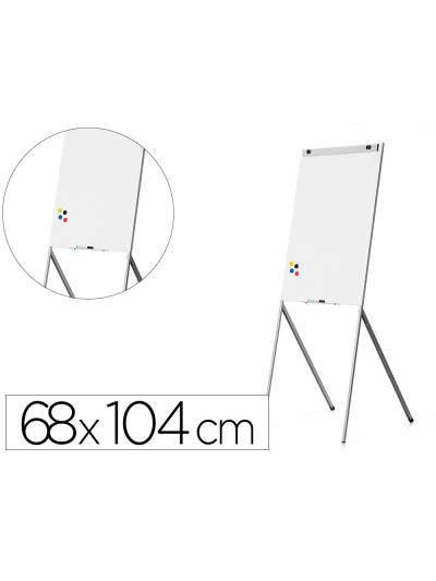Pizarra blanca rocada para conferencias lacada magnetica metalica con brazo extensible lateral para 2 hojas 68x104 cm