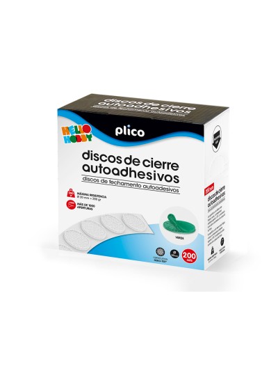 Disco de cierre plico velcro autoadhesivo 20 mm diametro color verde caja de 200 unidades