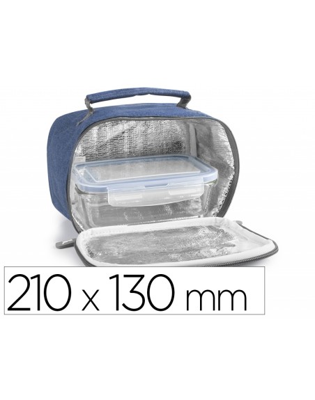 Bolso portaalimentos ibili tela con bolsillo exterior color azul 210x130 mm