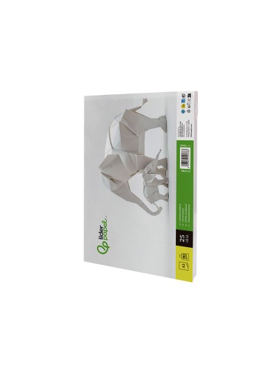 Cartulina liderpapel a3 180g/m2 blanco paquete de 25+5 hojas en carpeta dossier transparente con cierre