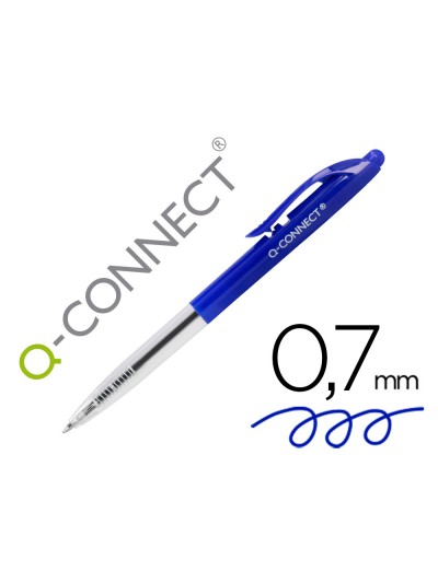 Boligrafo q-connect retractil con clip diseño fino tinta aceite 0,7 mm color azul
