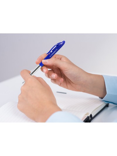 Boligrafo q-connect retractil con clip diseño fino tinta aceite 0,7 mm color azul