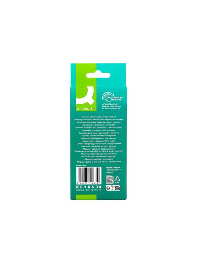 Borrador q-connect magnetico para pizarra blanca con 3 rotuladores azul negro y rojo