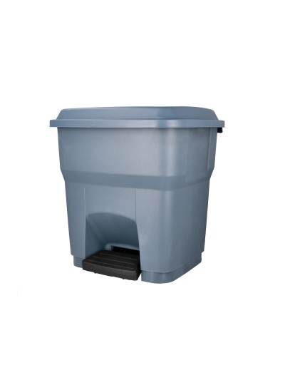 Papelera contenedor q-connect plastico con tapa y pedal 30 litros gris 395x395x420 mm