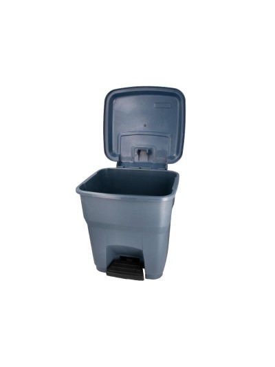 Papelera contenedor q-connect plastico con tapa y pedal 30 litros gris 395x395x420 mm