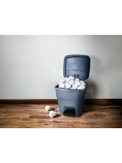 Papelera contenedor q-connect plastico con tapa y pedal 30 litros gris 395x395x420 mm