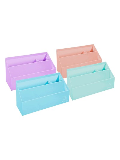 Organizador exacompta aquarel carton forrado 3 compartimentos colores pastel surtidos 250x100x140 mm