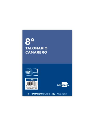 Talonario liderpapel camarero octavo original y copia t252 zig zag