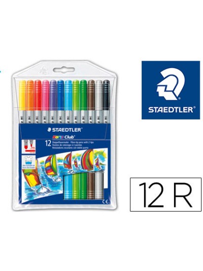 Rotulador staedtler noris club doble punta caja de 12 unidades colores surtidos