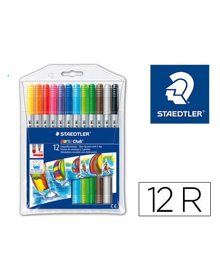 Rotulador staedtler noris club doble punta caja de 12 unidades colores surtidos