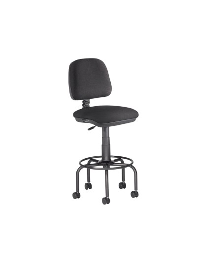 Taburete con respaldo rocada para mesa de dibujo negro regulable en altura hasta 725 mm tela ignifuga