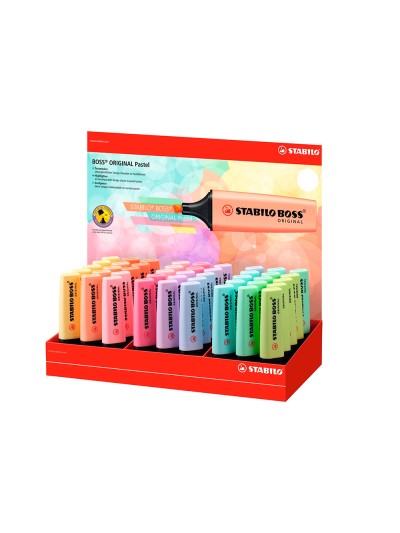 Rotulador stabilo boss fluorescente 70 pastel expositor de 45 unidades colores surtidos
