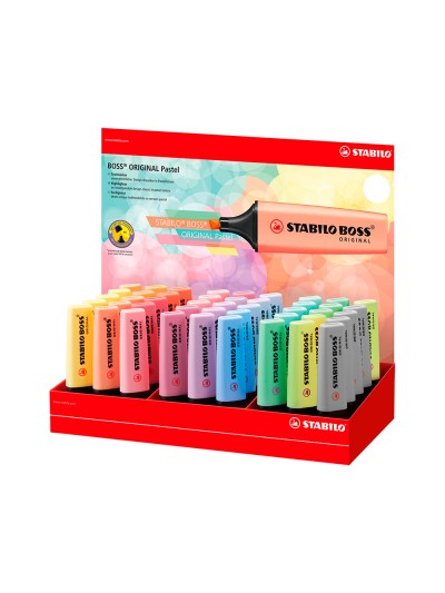 Rotulador stabilo boss fluorescente 70 pastel expositor de 45 unidades colores surtidos