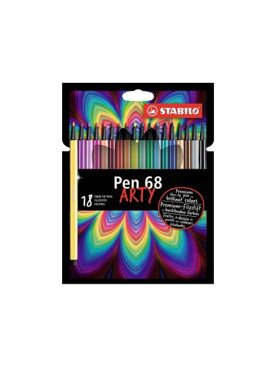 Rotulador stabilo acuarelable pen 68 estuche carton de 18 unidades colores surtidos