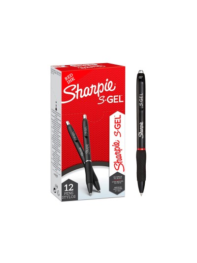 Boligrafo sharpie retractil tinta gel punta 0,7 mm color rojo