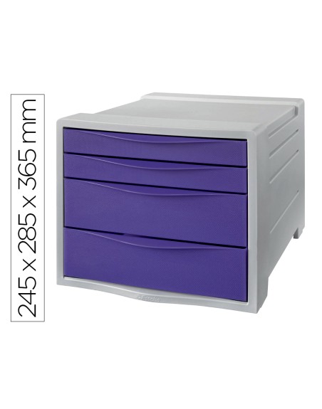 Fichero cajones de sobremesa esselte colour breeze plastico 4 cajones color lavanda