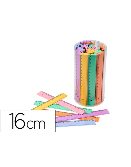 Regla faibo plastico 16 cm bote de 100 unidades colores surtidos
