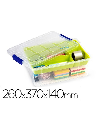 Contenedor plastico plasticforte 9 litros n 31 transparente con tapa y bandeja 260x370x140 mm