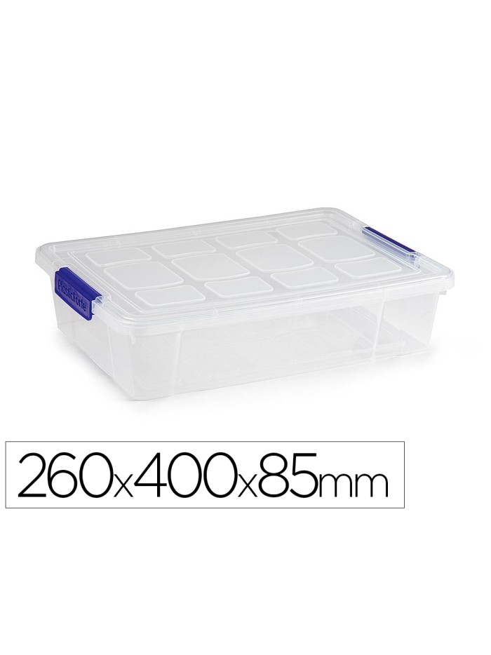 Contenedor plastico plasticforte 5 litros n 30 transparente con tapa 260x400x85 mm Contenedor plastico plasticforte 5 litros n 30 transparente con tapa 260x400x85 mm