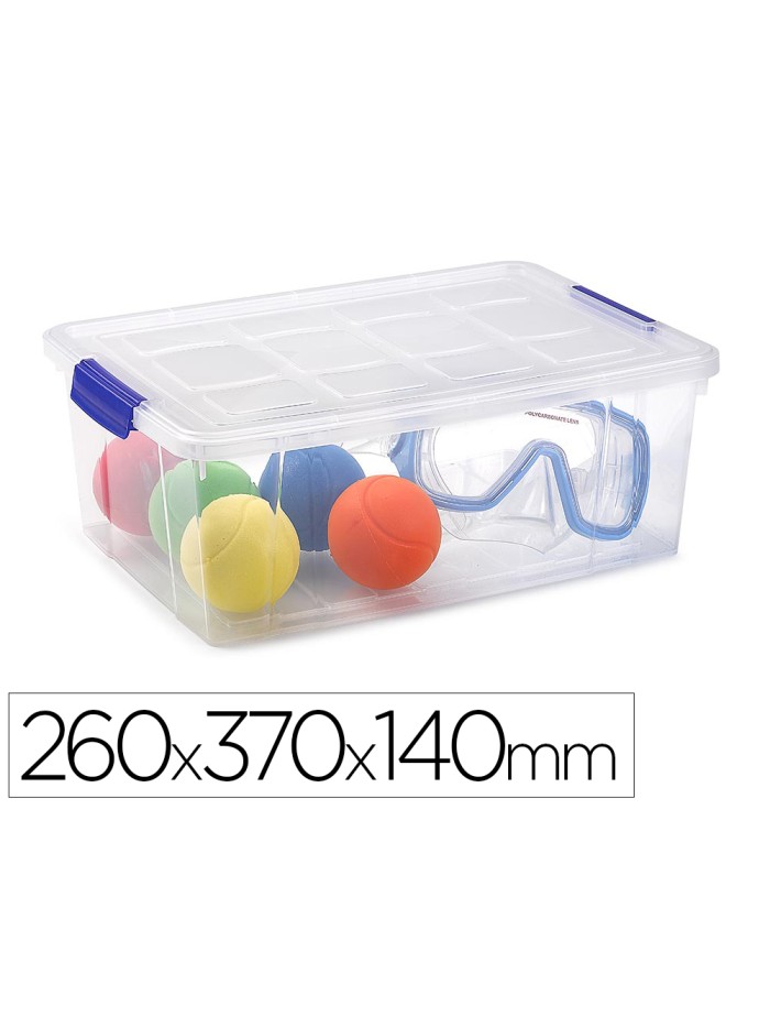 Contenedor plastico plasticforte 9 litros n 29 transparente con tapa 260x370x140 mm Contenedor plastico plasticforte 9 litros n 29 transparente con tapa 260x370x140 mm