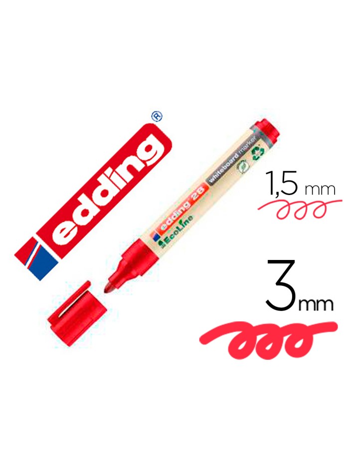 Rotulador edding 28 para pizarra blanca ecoline 90% reciclado color rojo punta redonda 1,5-3 mm recargable Rotulador edding 28 para pizarra blanca ecoline 90% reciclado color rojo punta redonda 1,5-3 mm recargable