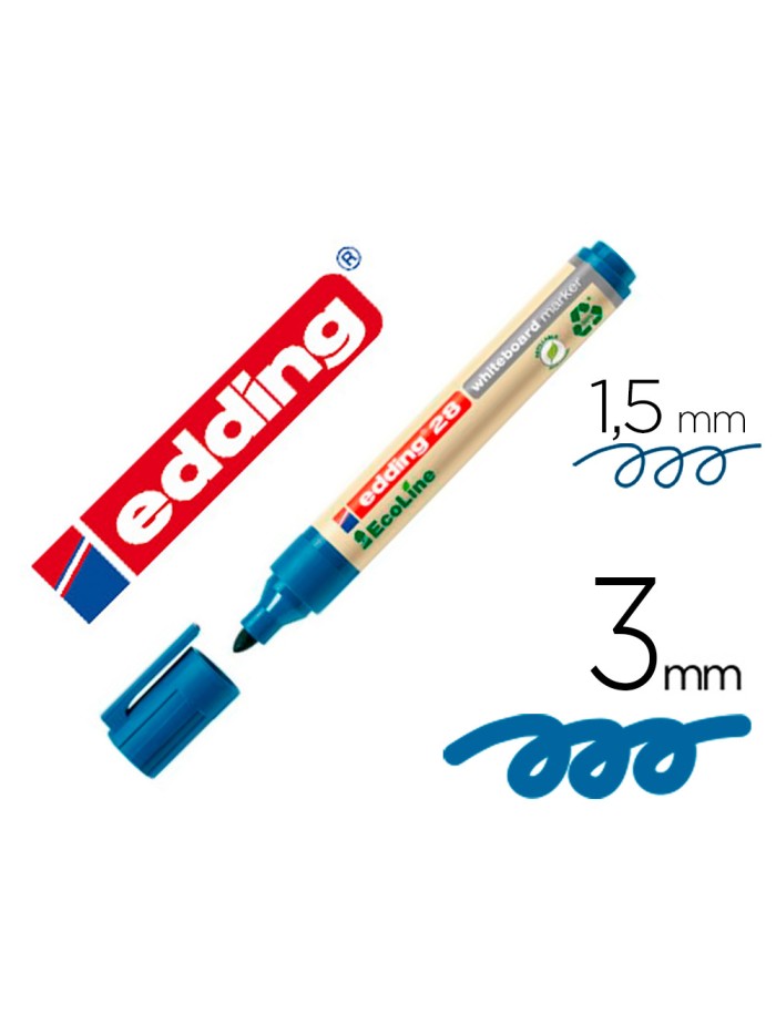 Rotulador edding 28 para pizarra blanca ecoline 90% reciclado color azul punta redonda 1,5-3 mm recargable Rotulador edding 28 para pizarra blanca ecoline 90% reciclado color azul punta redonda 1,5-3 mm recargable