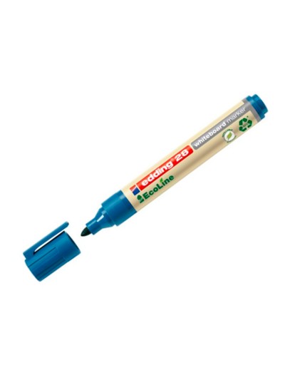 Rotulador edding 28 para pizarra blanca ecoline 90% reciclado color azul punta redonda 1,5-3 mm recargable