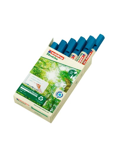 Rotulador edding 28 para pizarra blanca ecoline 90% reciclado color azul punta redonda 1,5-3 mm recargable