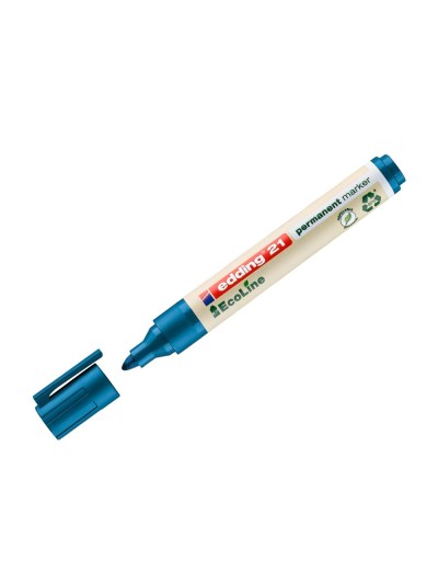 Rotulador edding 21 marcador permanente ecoline 90% reciclado color azul punta redonda 1,5-3 mm recargable