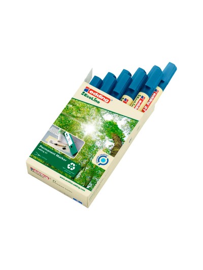 Rotulador edding 21 marcador permanente ecoline 90% reciclado color azul punta redonda 1,5-3 mm recargable