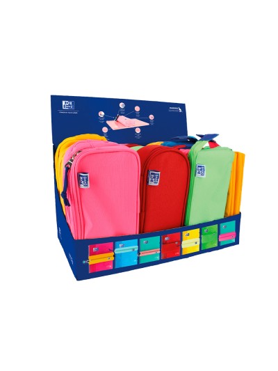 Bolso escolar oxford portatodo kids expositor de 20 unidades colores surtidos