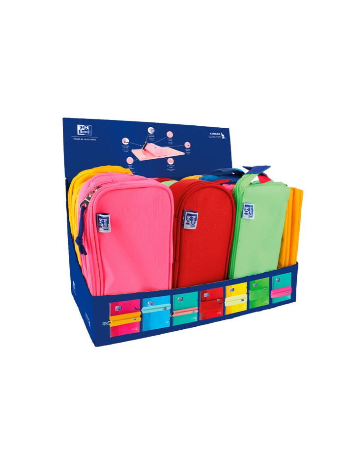 Bolso escolar oxford portatodo kids expositor de 20 unidades colores surtidos Bolso escolar oxford portatodo kids expositor de 20 unidades colores surtidos
