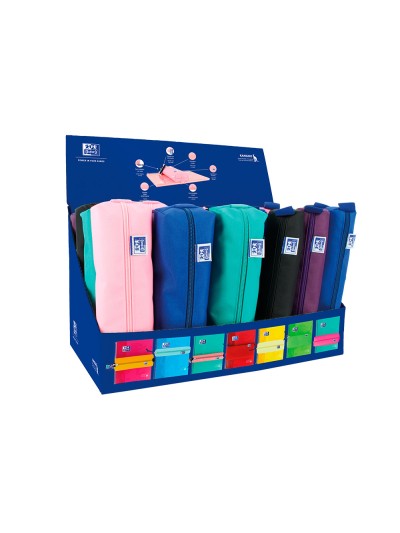 Bolso escolar oxford portatodo teens expositor de 24 unidades colores surtidos