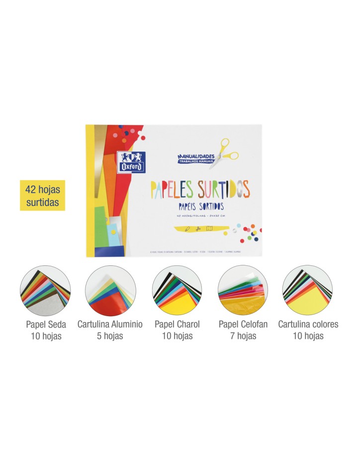 Bloc trabajos manuales oxford din a4 multiple 42 hojas colores surtidos