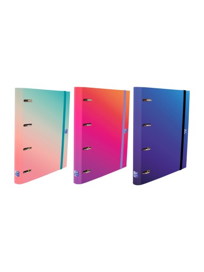 Carpeta 4 anillas oxford europeanbinder gradient tapa extradura din a4 + recambio 120 hojas cuadro 5 mm
