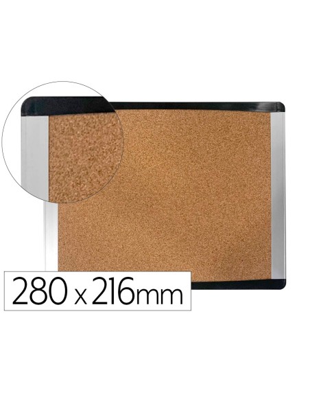 Pizarra corcho bi-office inka reciclado marco de aluminio y laterales plastico negro 280x216 mm