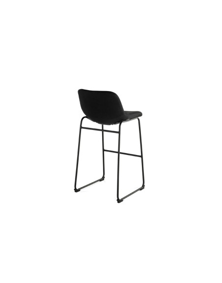 Taburete alto rocada con asiento y respaldo bajo tapizado tela ignifuga base metalica acero color negro