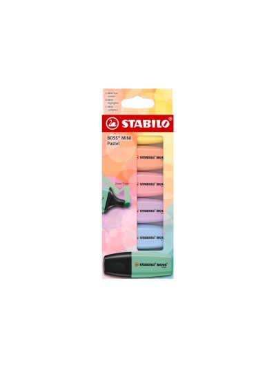 Rotulador stabilo boss fluorescente mini pastel estuche de 6 unidades colores surtidos