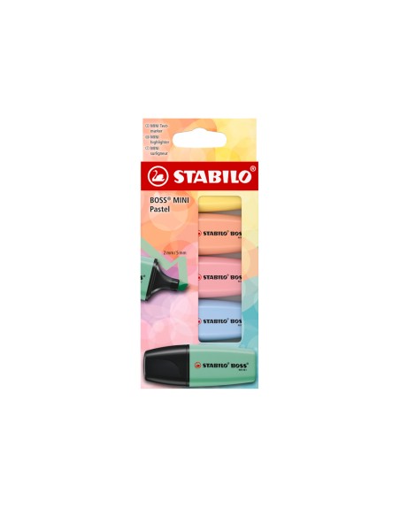 Rotulador stabilo boss fluorescente mini pastel estuche de 5 unidades colores surtidos
