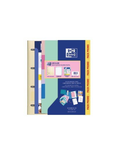 Carpeta con recambio oxford ebinder l&g pastel din a4+ 4 anillas 35 mm recambio 80 h cuadro 5 mm + juego 5